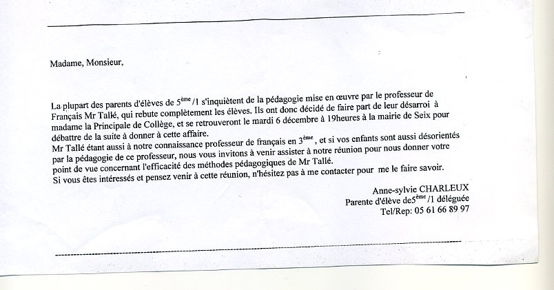 lettre d absence a l ecole